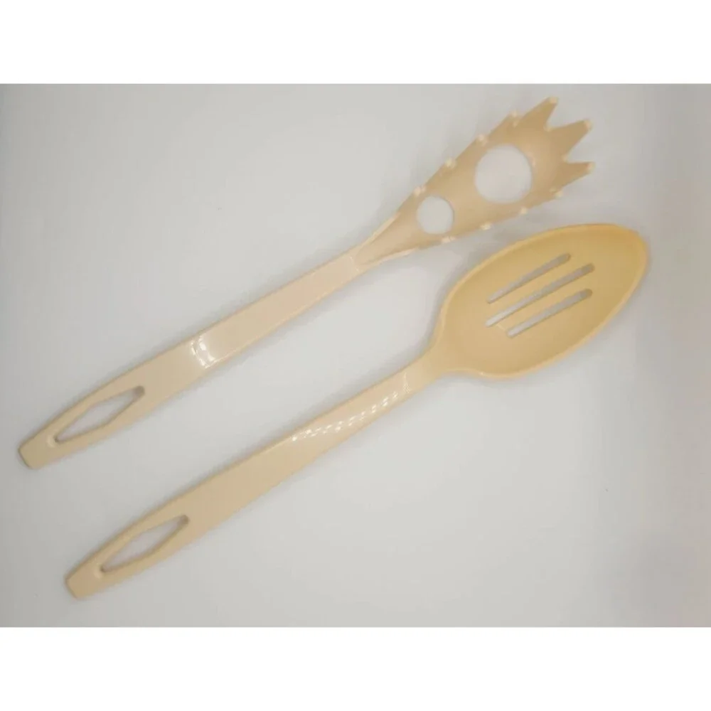 Vtg Tailor Made Almond Nylon Utensils Lot Pasta Server Slotted Spoon Elroy WI